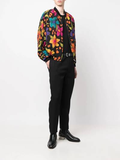 SAINT LAURENT floral-print bomber jacket outlook