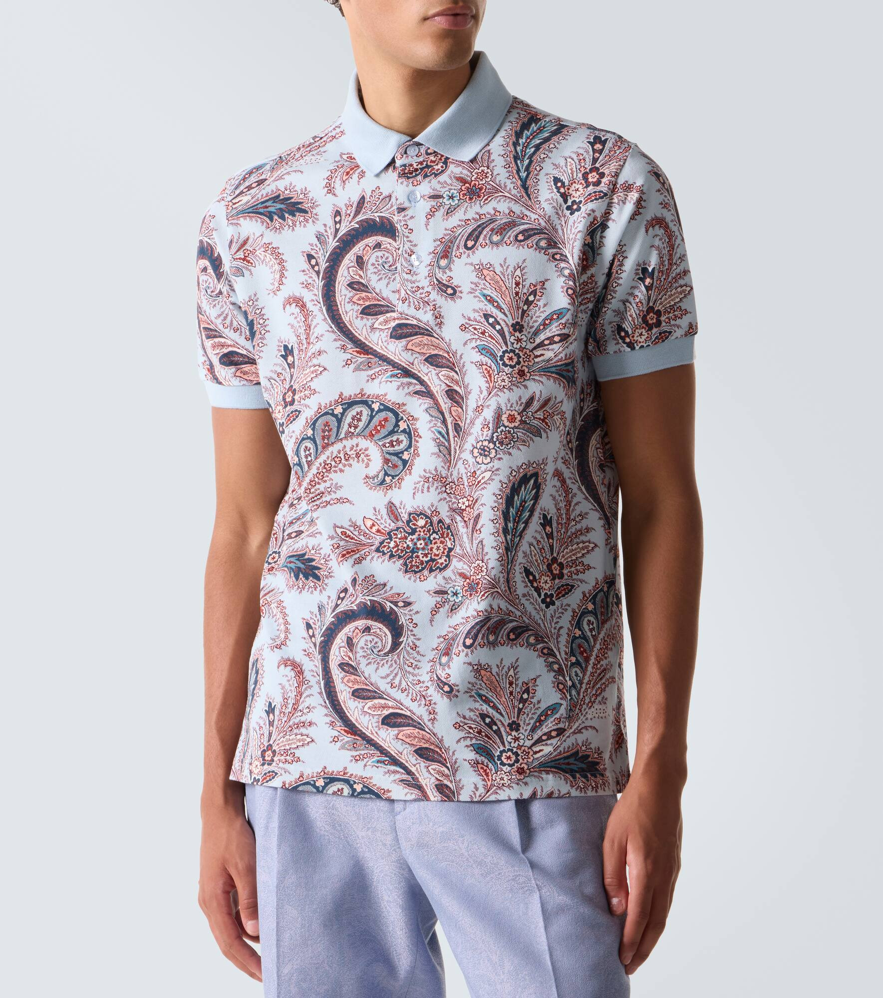 Paisley cotton piqué polo shirt - 3