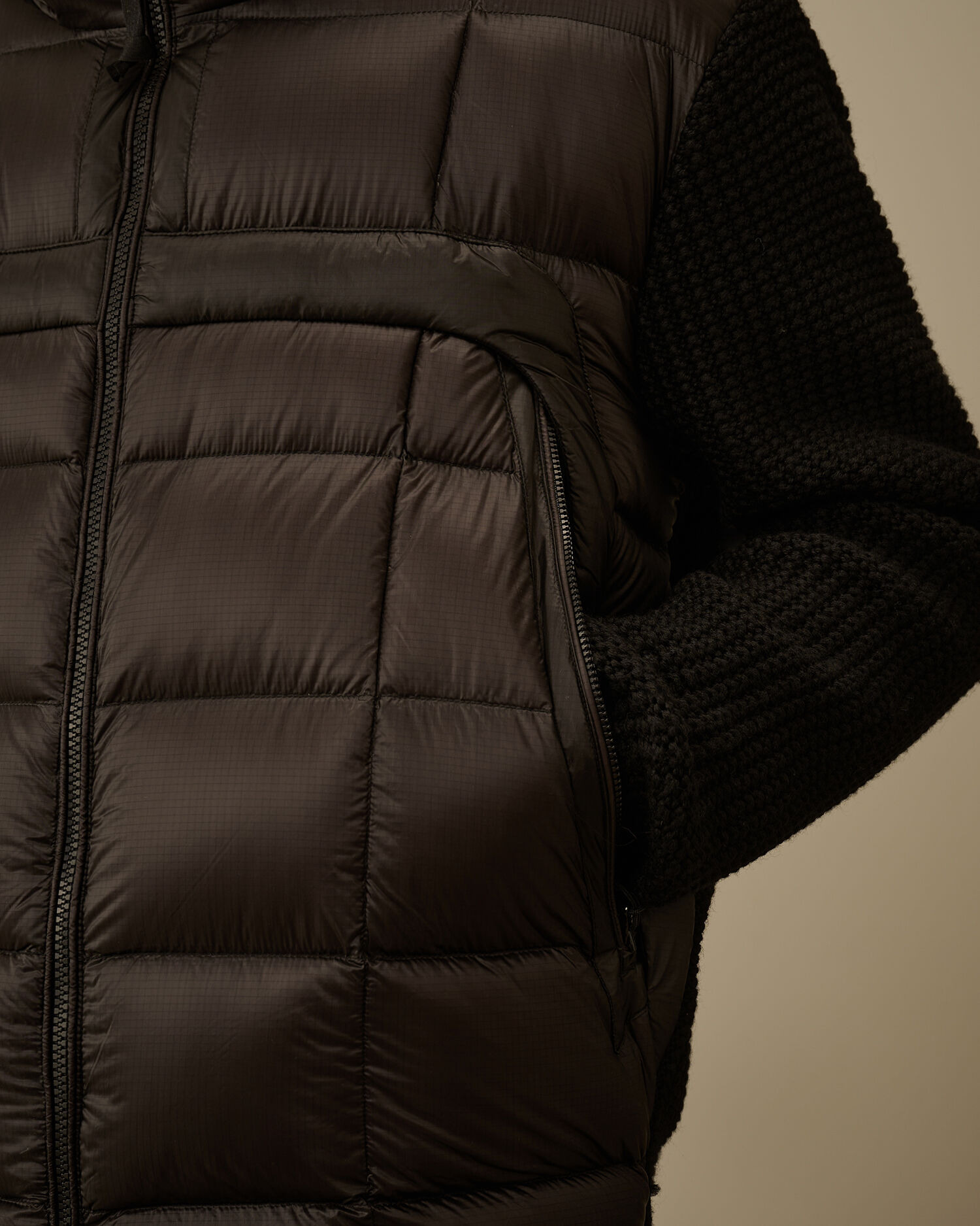 Extrafine Merino Wool Mixed Full Zip Goggle Sweater - 5