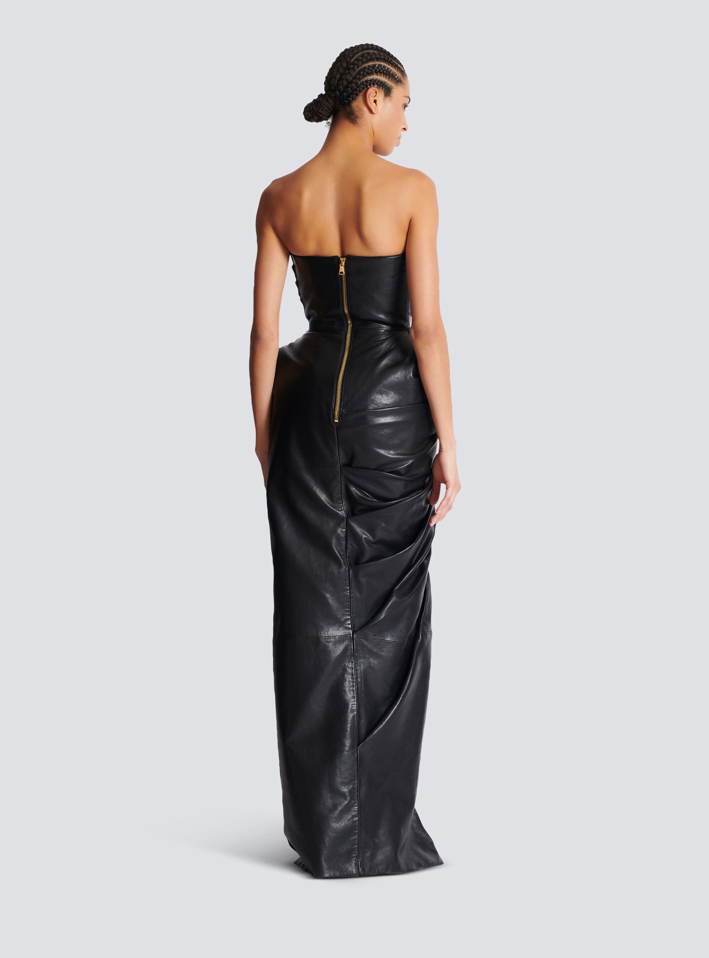 Strapless leather bodycon dress - 4