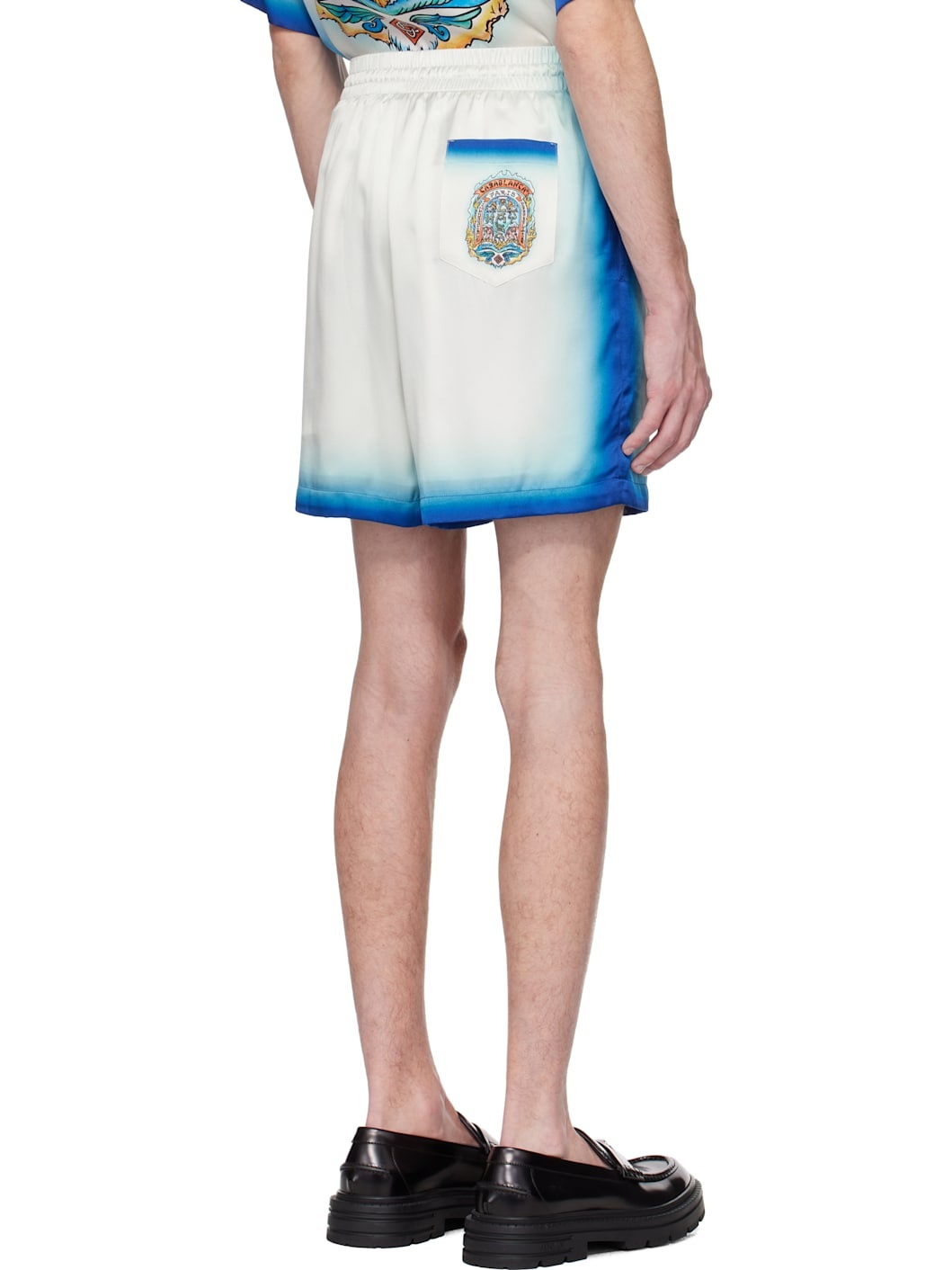 White & Blue 'Casa Way' Skate Silk Shorts - 3
