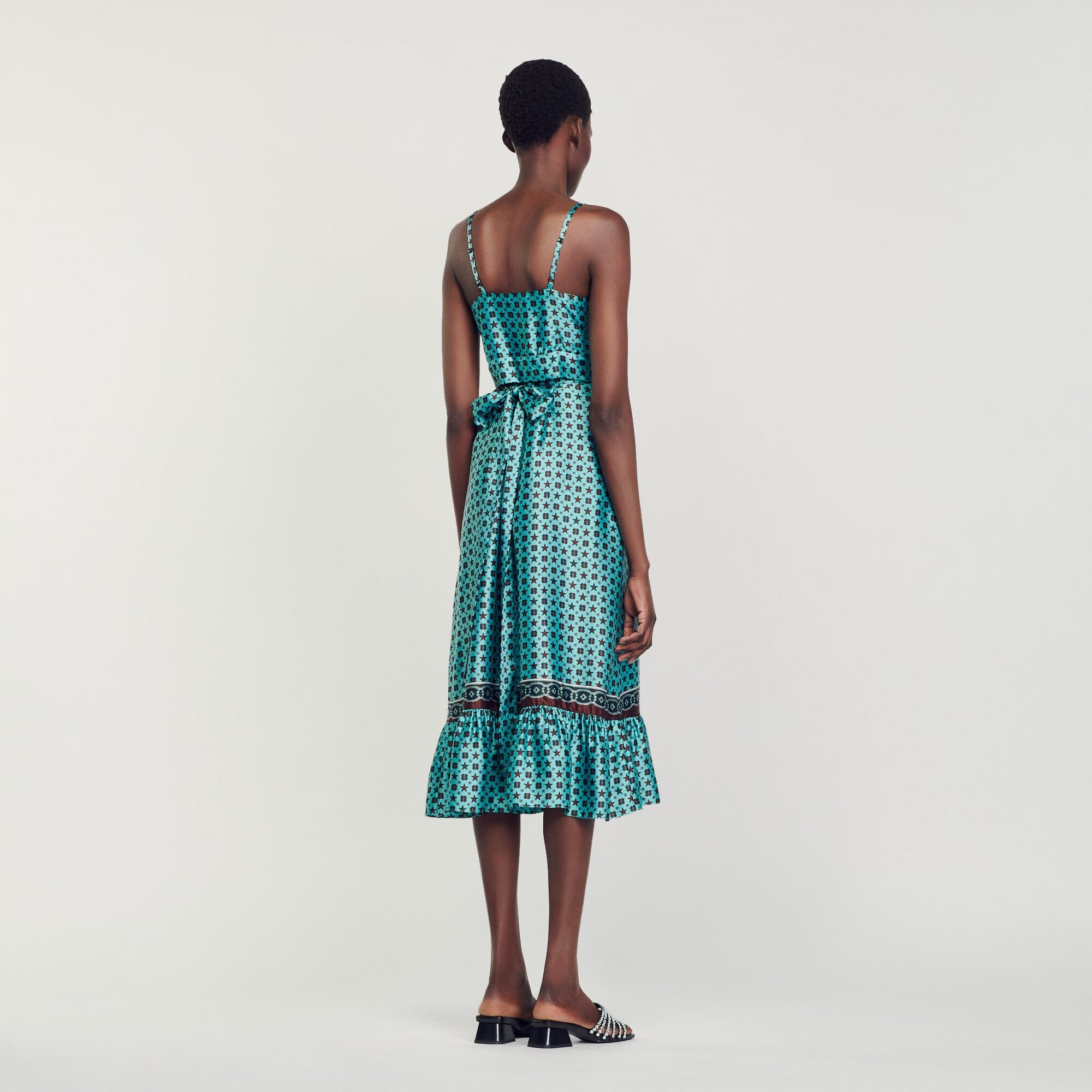 PRINTED SATIN MIDI DRESS - 6
