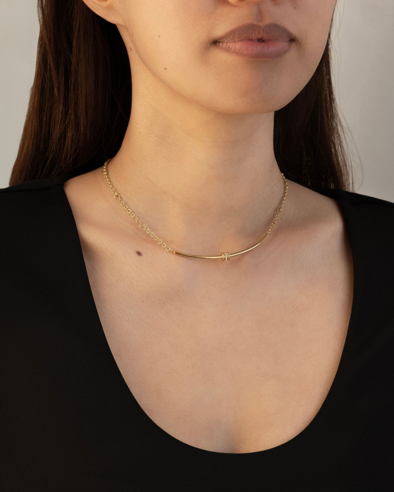 Spinelli Kilcollin Gravity Diamond & 18k Gold Pavé Arc Necklace outlook