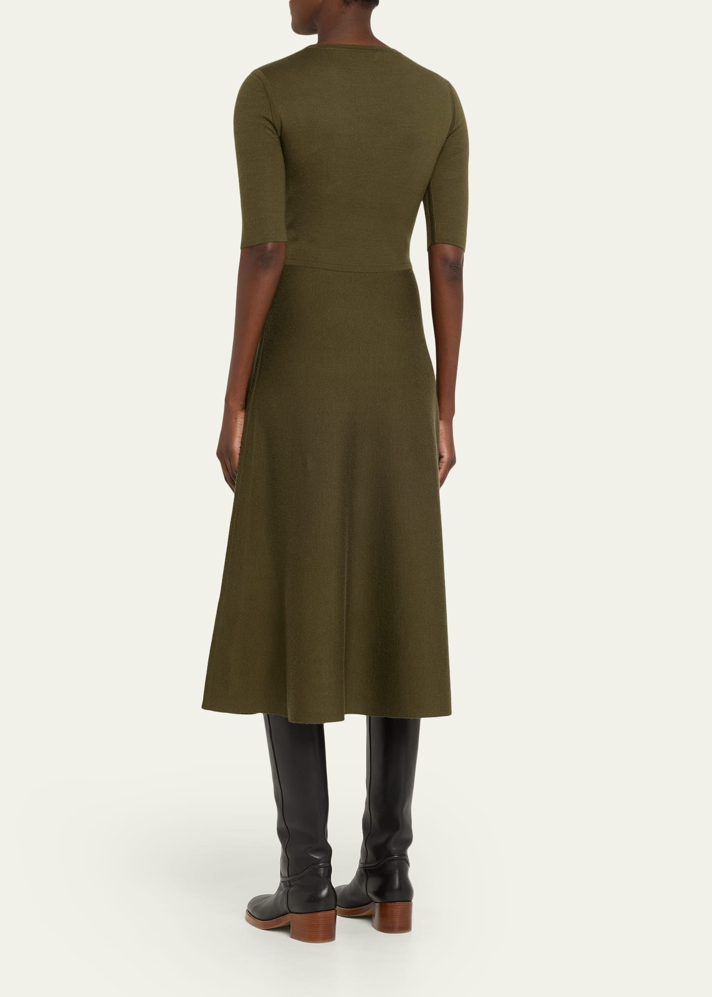Seymore Wool-Cashmere Short-Sleeve Midi Dress - 3