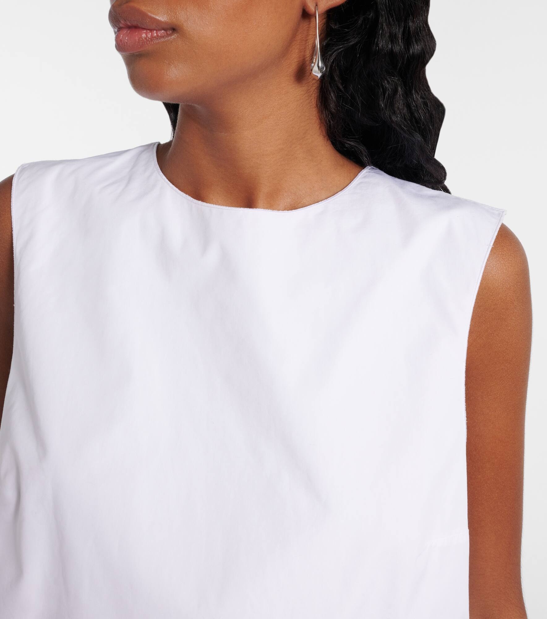 Scalloped cotton poplin crop top - 4