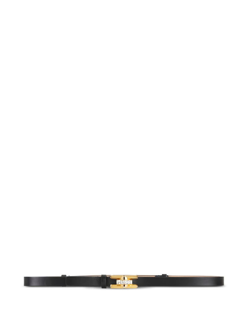 jewel-embelished logo-plaque leather belt 1