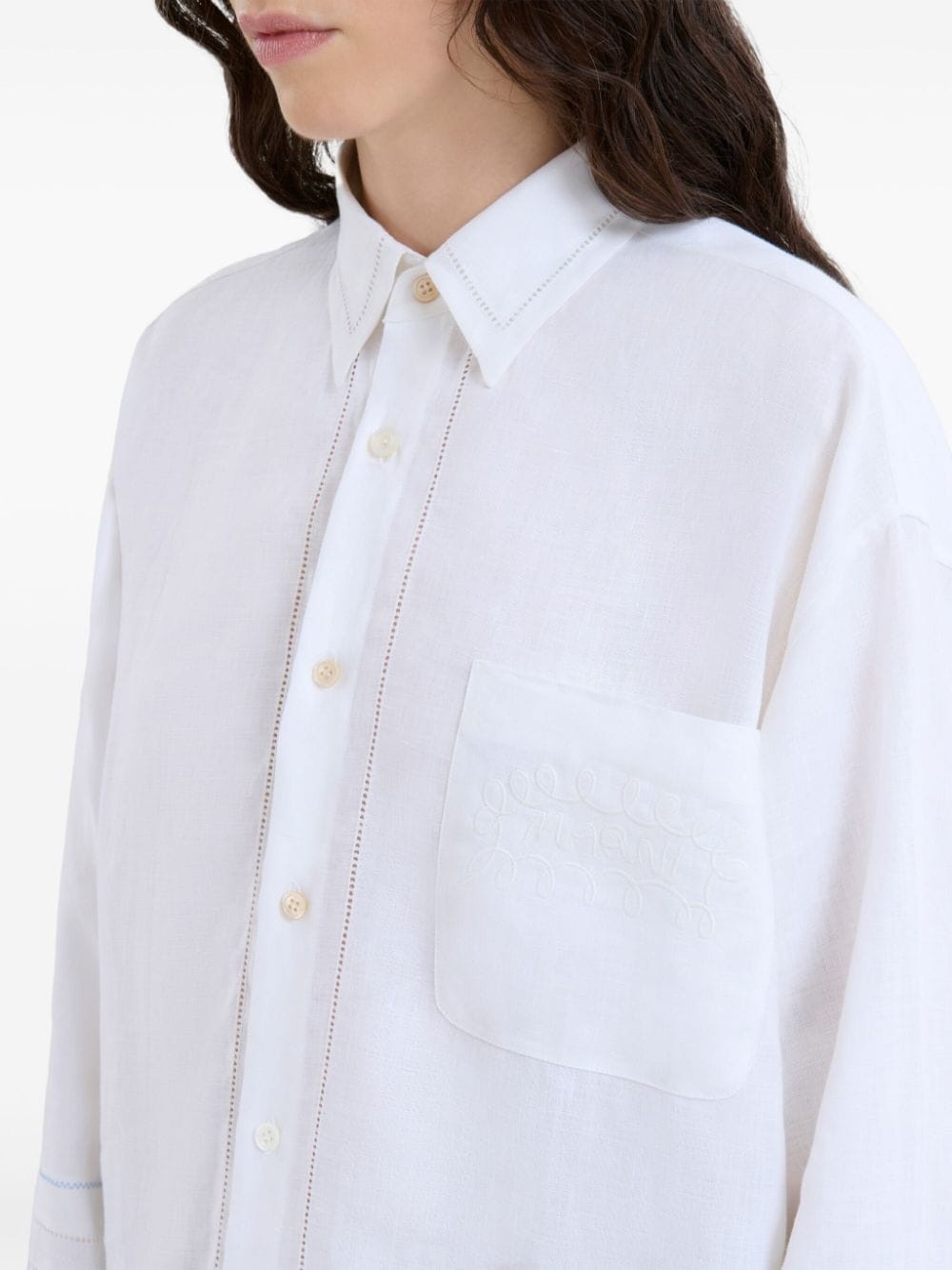 lace-embroidered shirt - 5