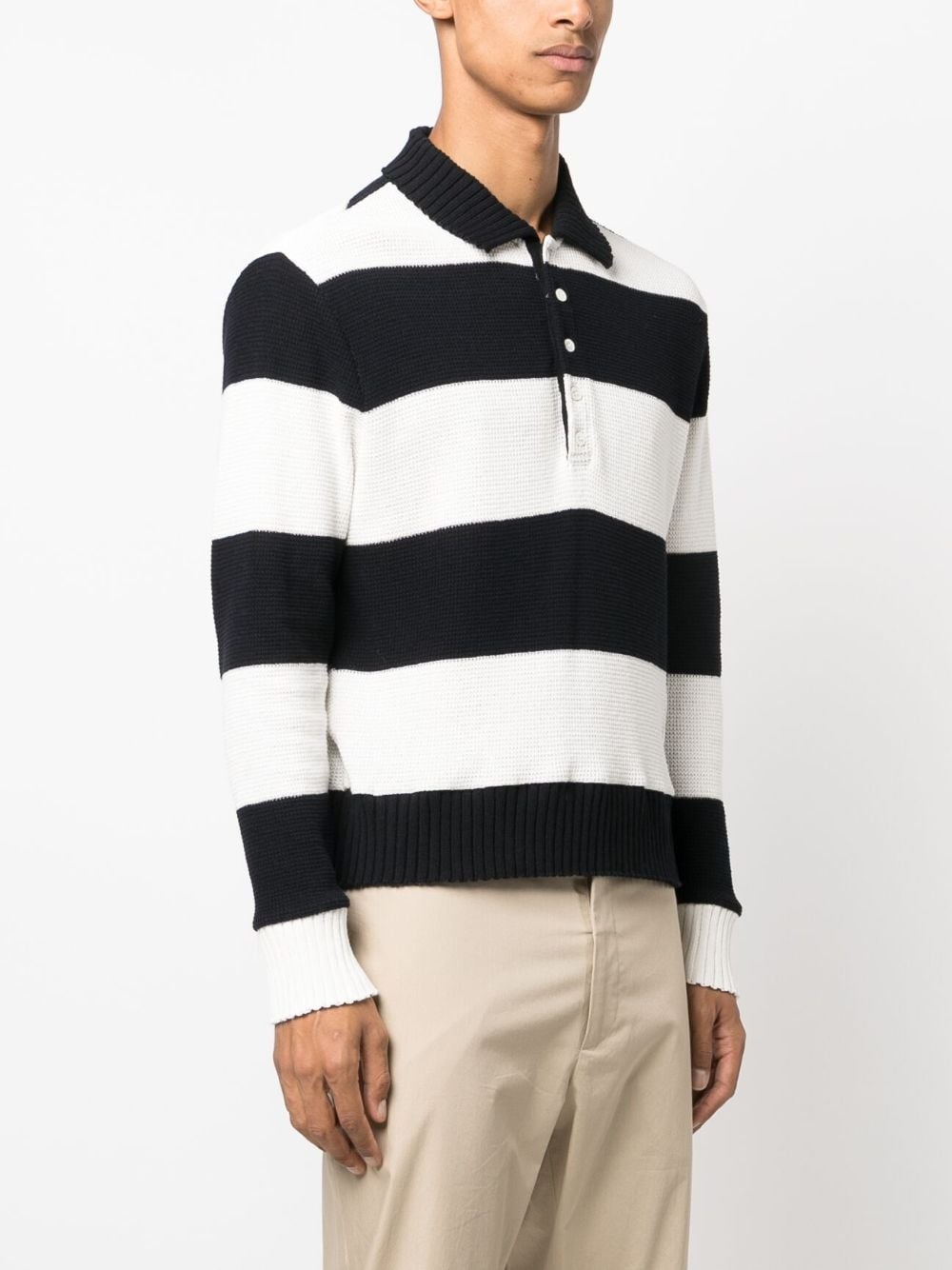 striped knitted polo shirt - 3
