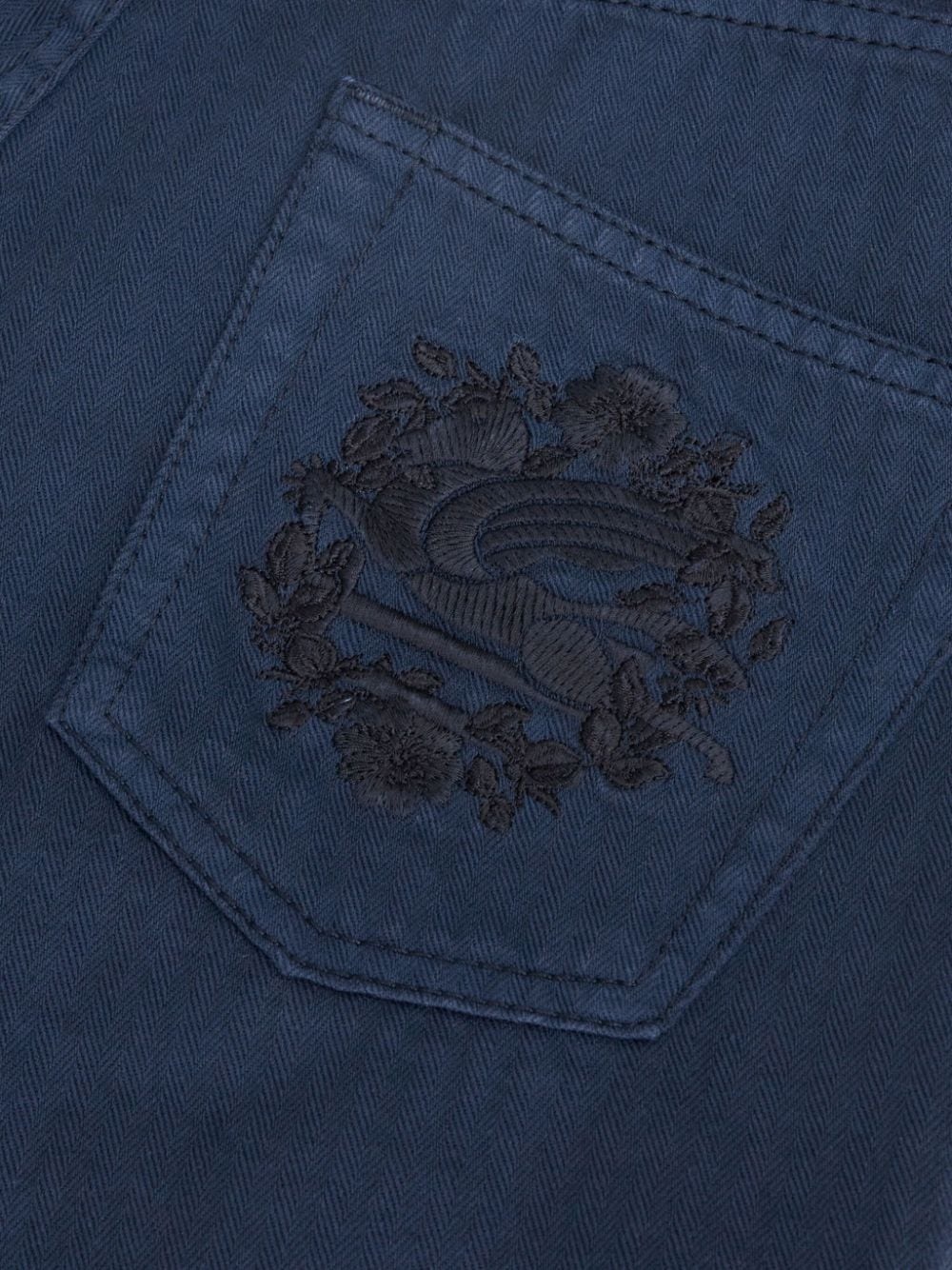logo-embossed button high-rise flared jeans - 5