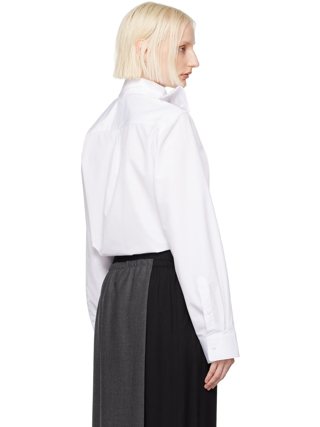 White Scarf Collar Shirt - 3