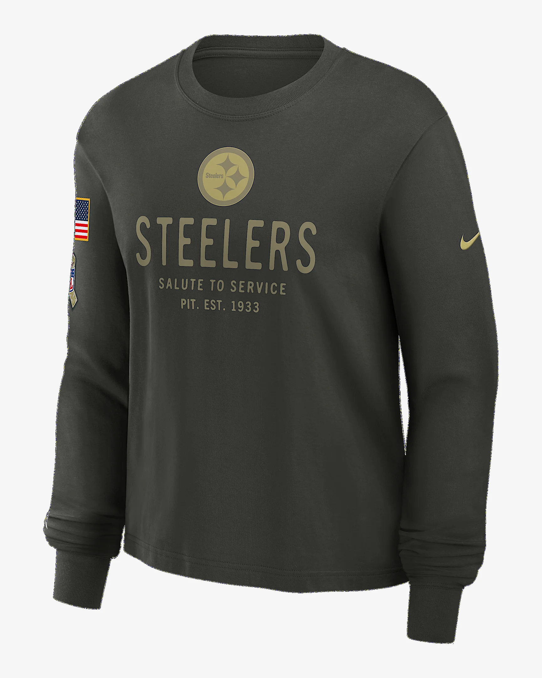 Pittsburgh Steelers Salute to Service Sideline Women's Nike Dri-FIT NFL Long-Sleeve T-Shirt - 1
