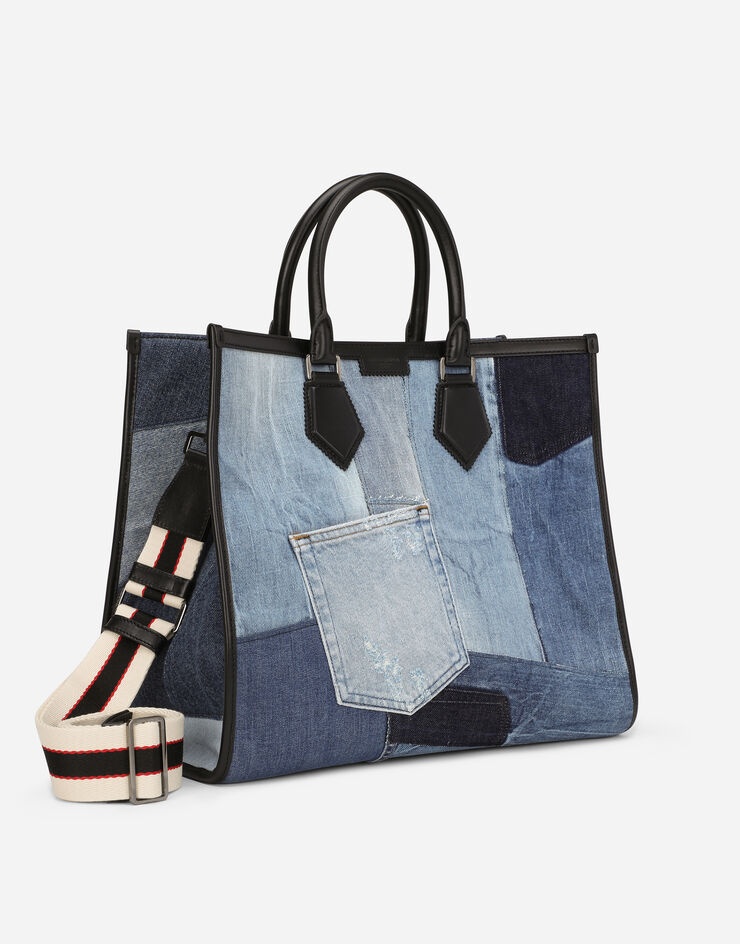 Patchwork denim edge shopper - 4