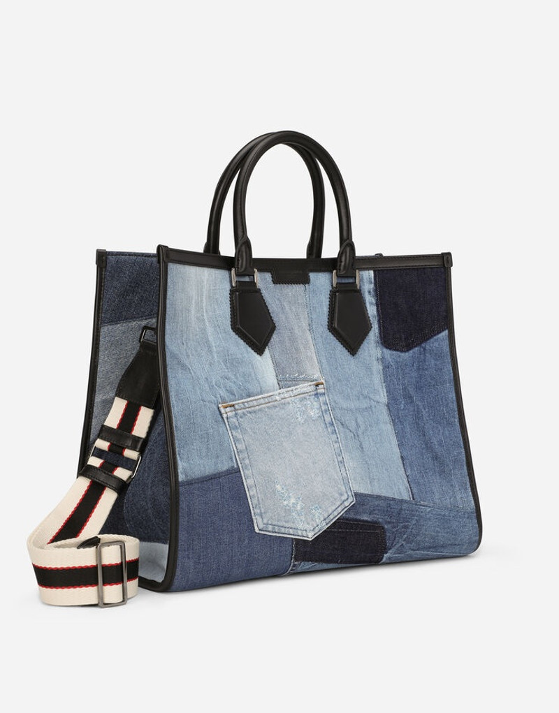 Patchwork denim edge shopper 4