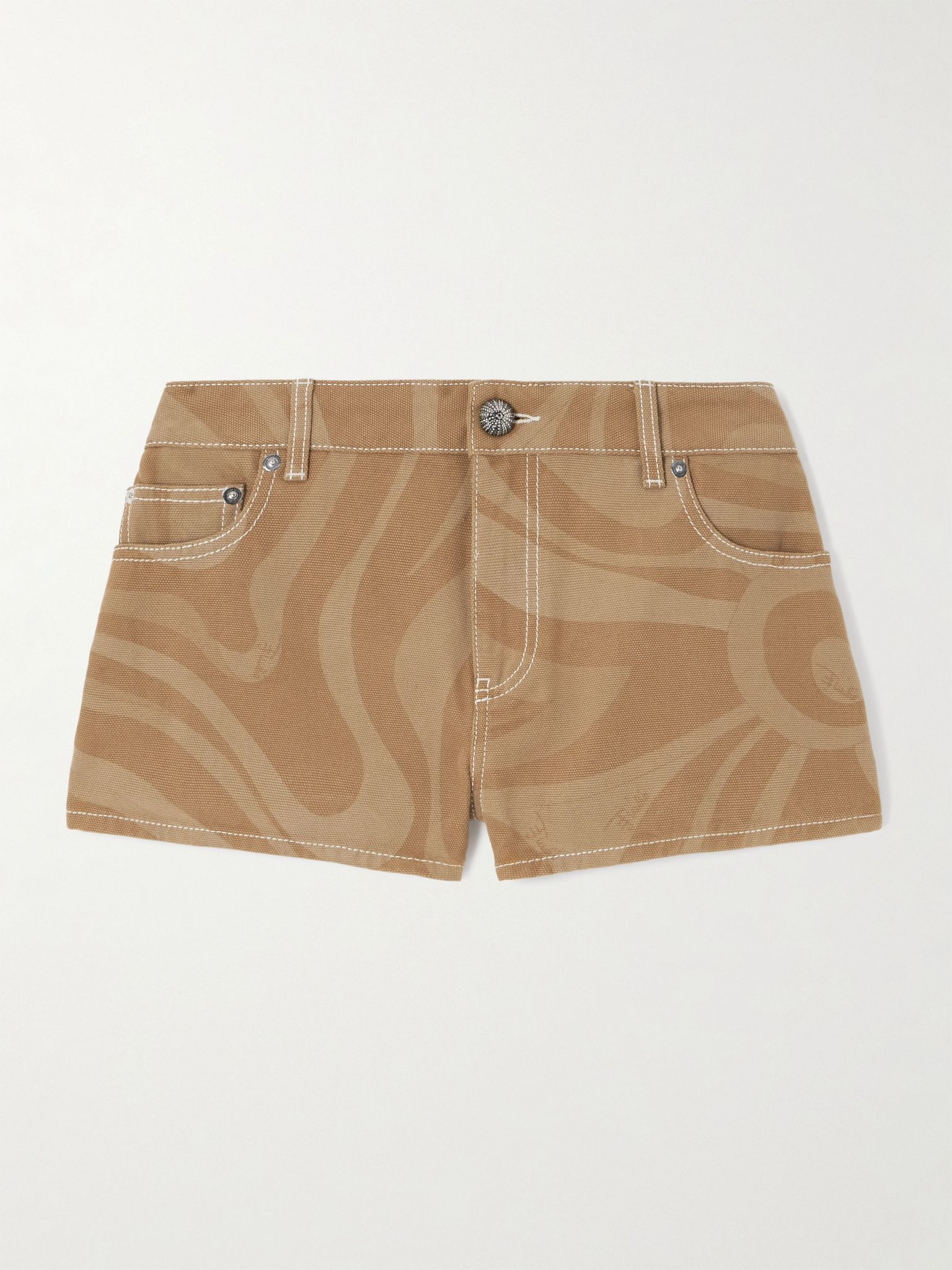 Printed cotton-canvas shorts Beige - 1