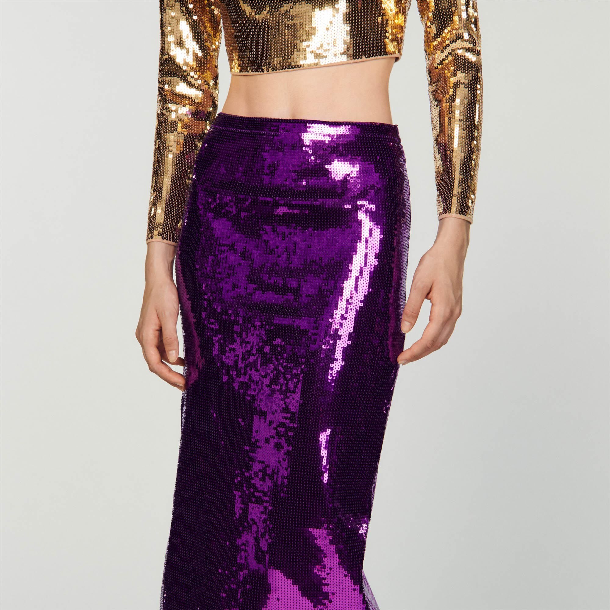 SEQUIN MIDI SKIRT - 4