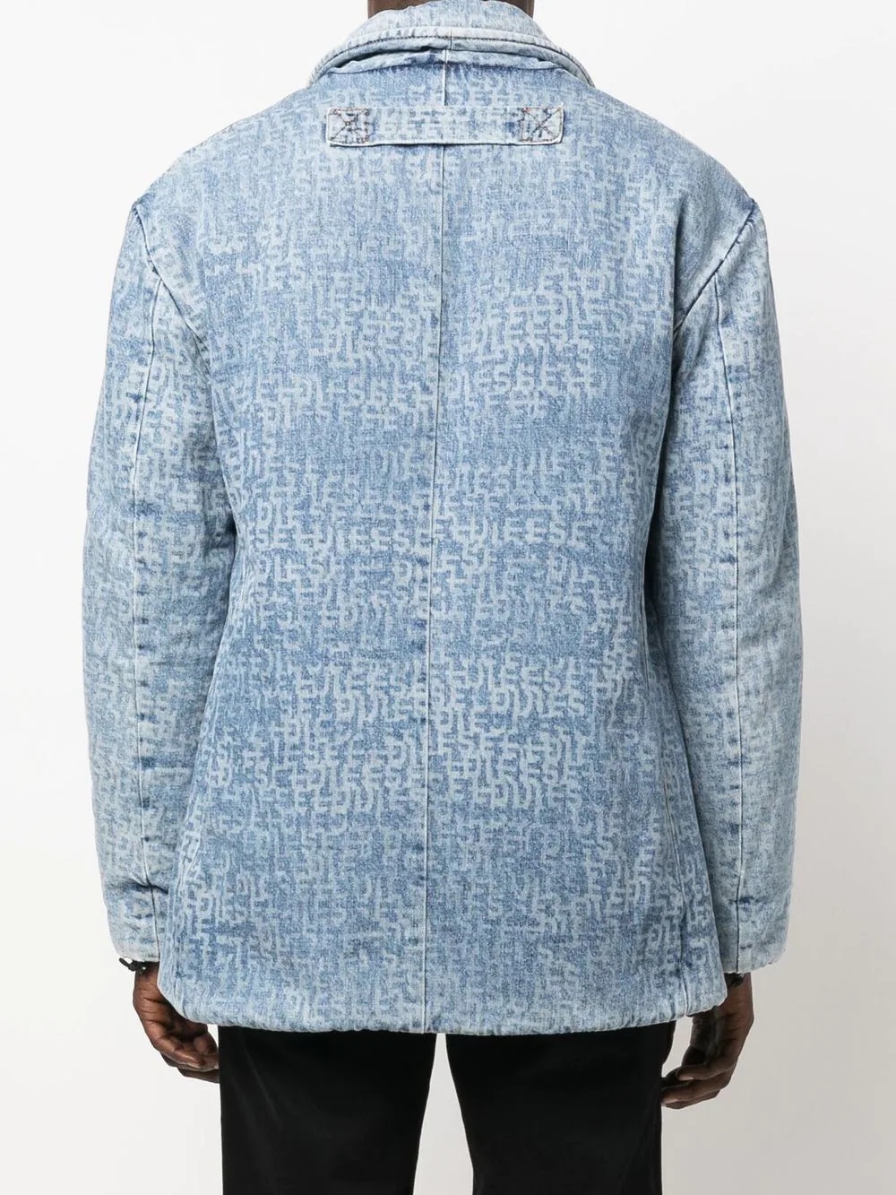 logo-print padded denim coat - 4