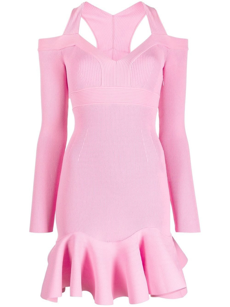 cold-shoulder knitted minidress 1