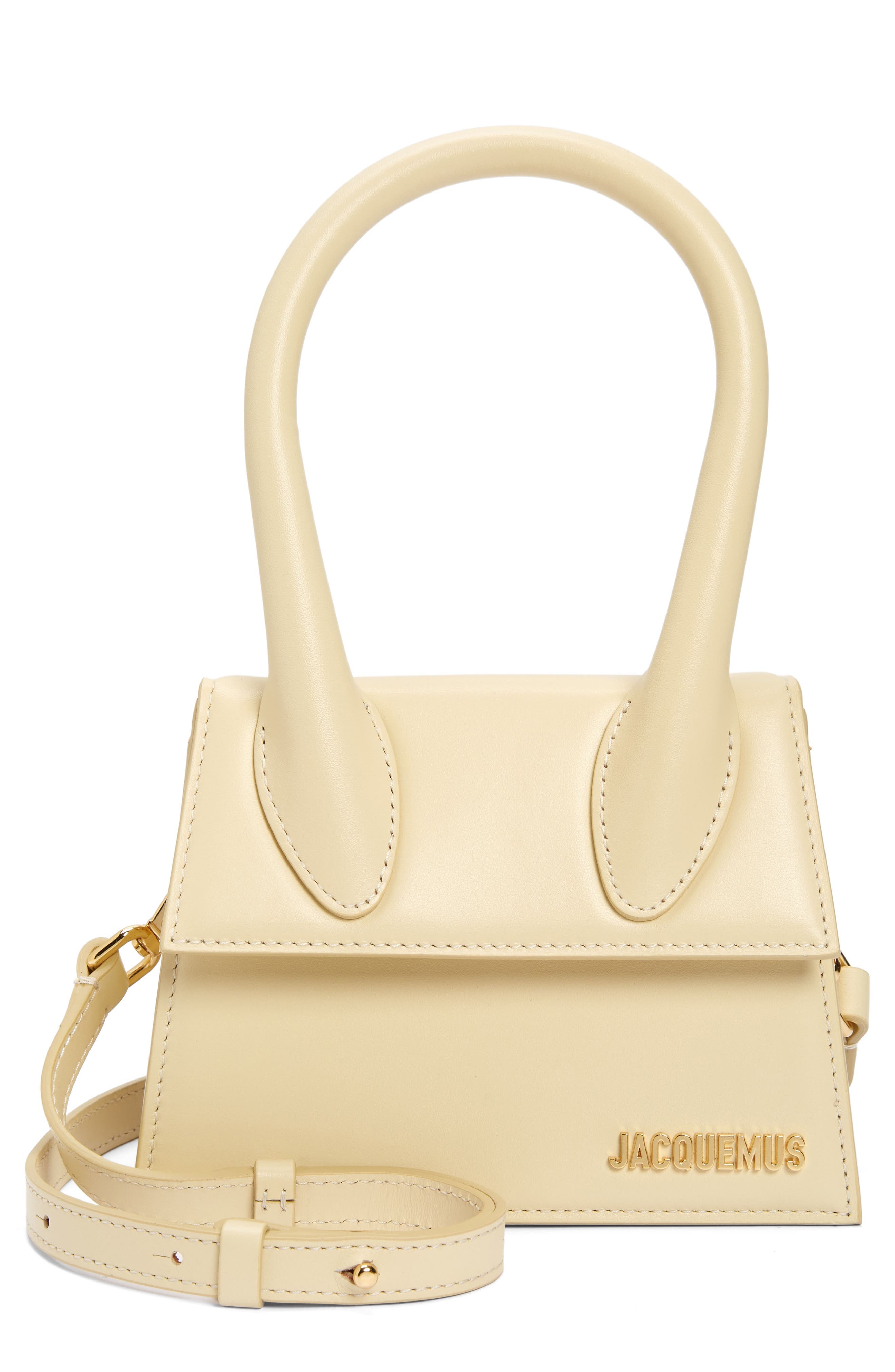 Jacquemus Le Chiquito Moyen Leather Top Handle Bag in Ivory at Nordstrom - 1
