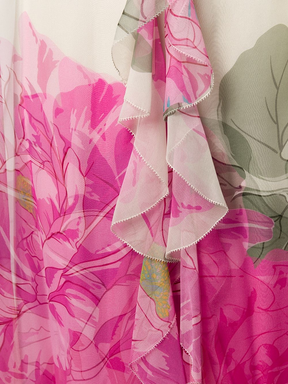 ruffled floral print gown - 7