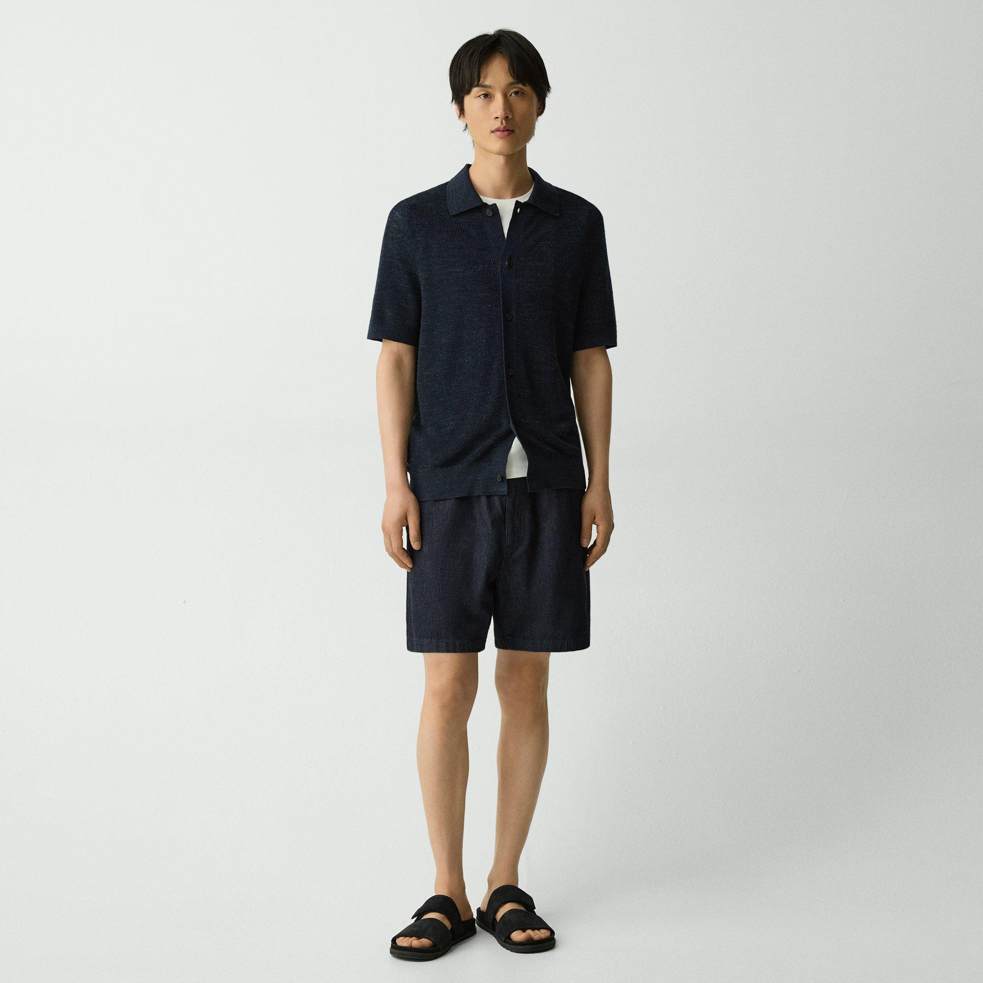 Short-Sleeve Button-Up Shirt in Pacific Linen - 6