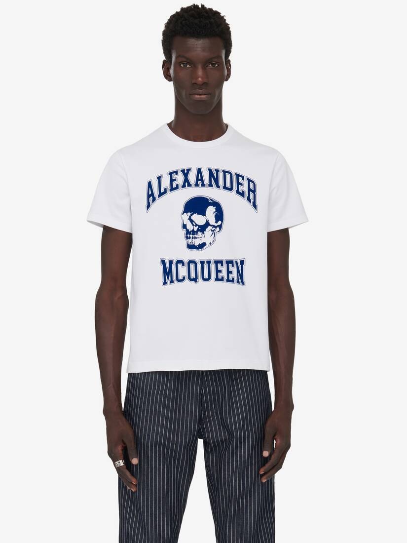 ★alexander mcqueen★ Varsity Short Sleeve T-Shirt White Bla ALEXANDER MCQUEEN Varsity Branding T-shirt White - Clothing