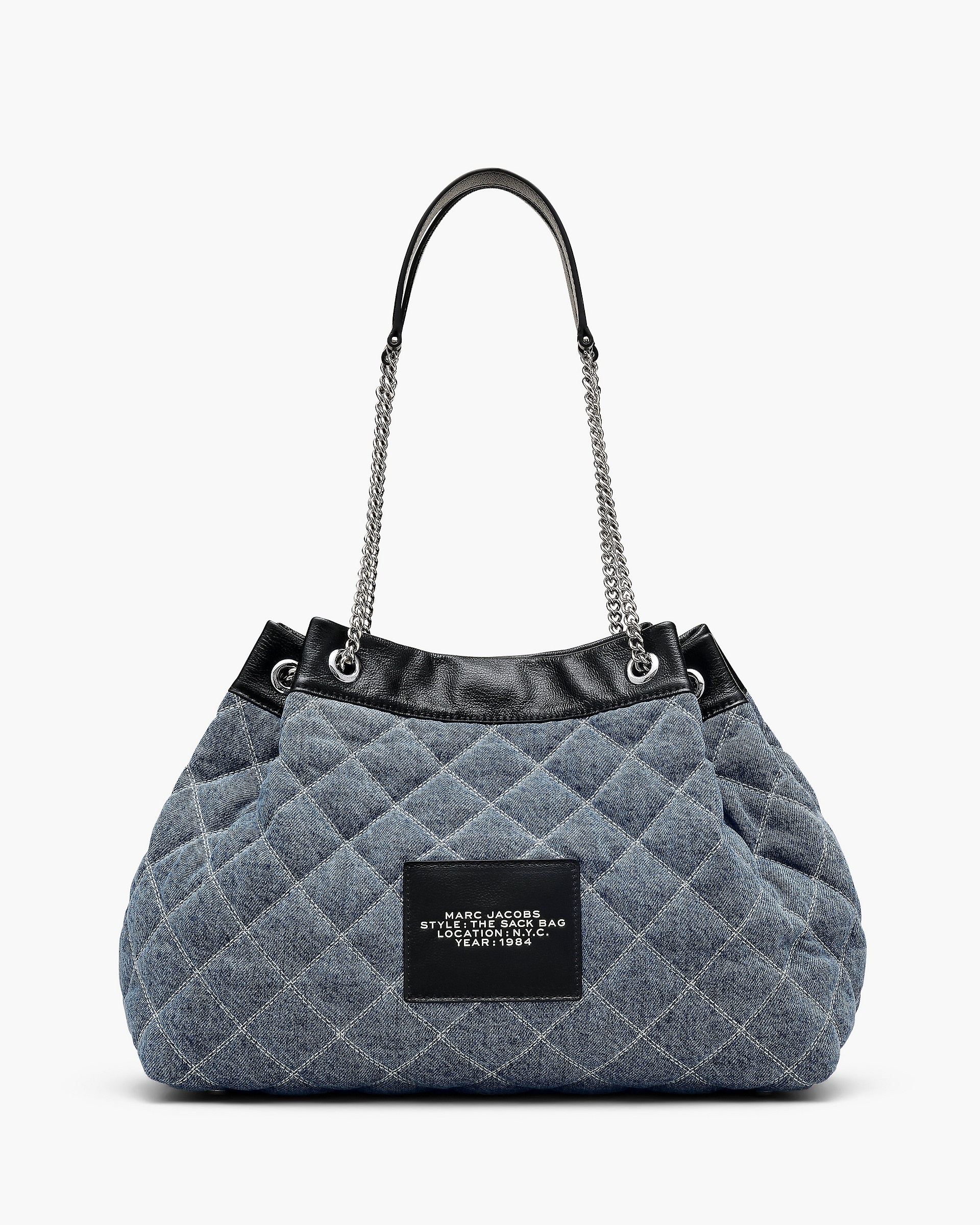THE QUILTED DENIM LARGE CHAIN SACK BAG - 3
