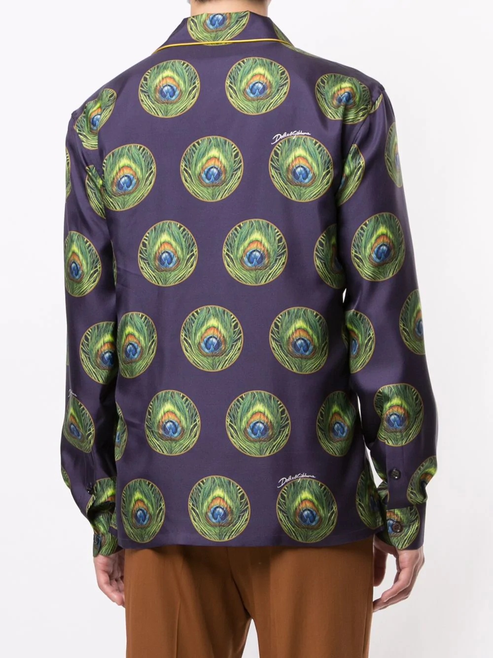 peacock print pyjama shirt - 4