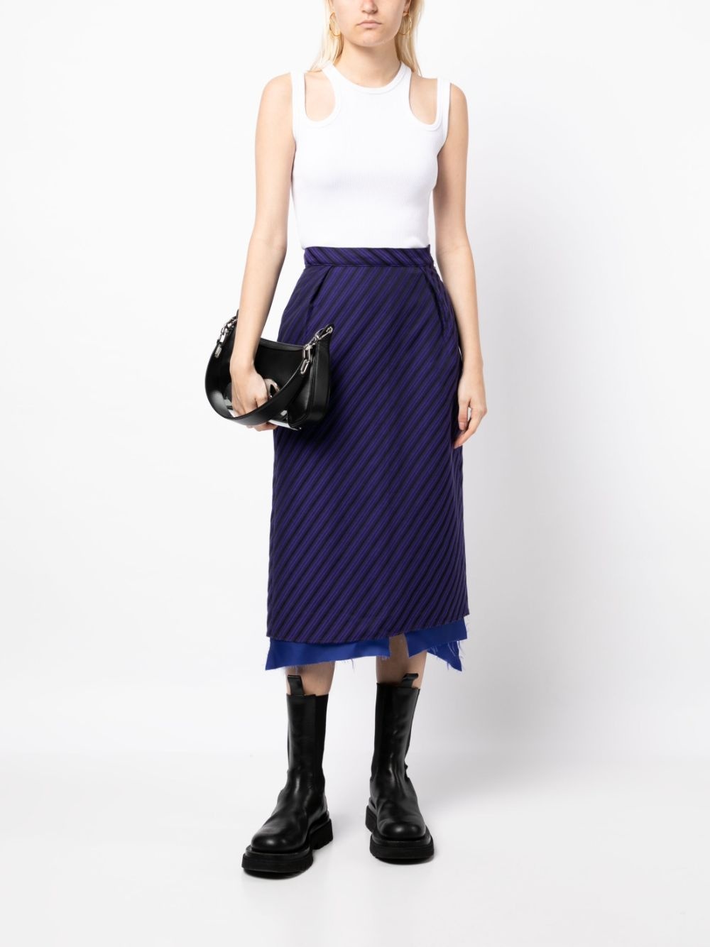 raw-hem striped skirt - 2
