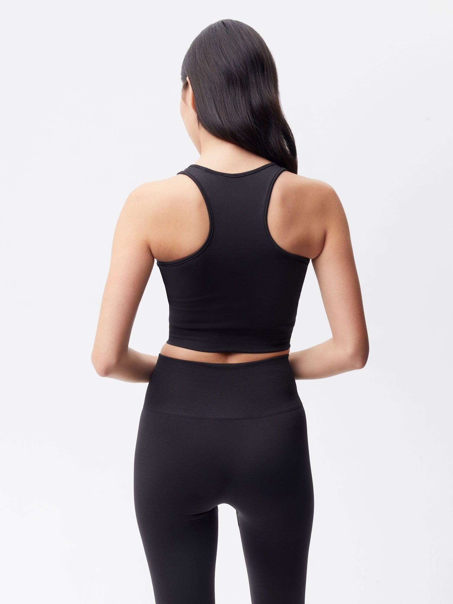 Women's Plant-Stretch Compressive Ribbed Tank Top - Black - 3