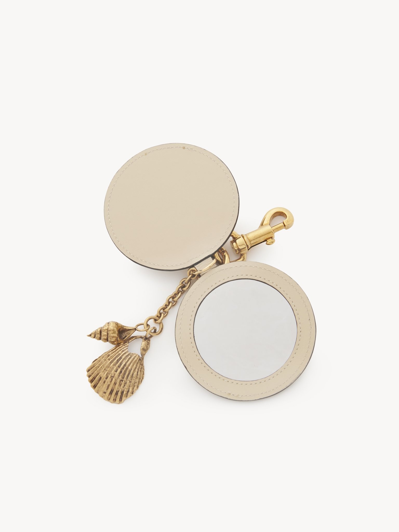 MIRROR KEY RING WITH SHELL IN SHINY LEATHER - 2