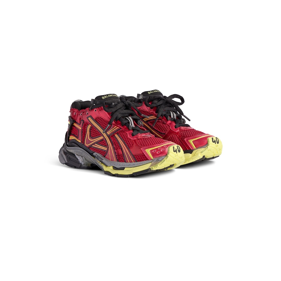 Men's Runner Sneaker in Red/neon Yellow/black - 2
