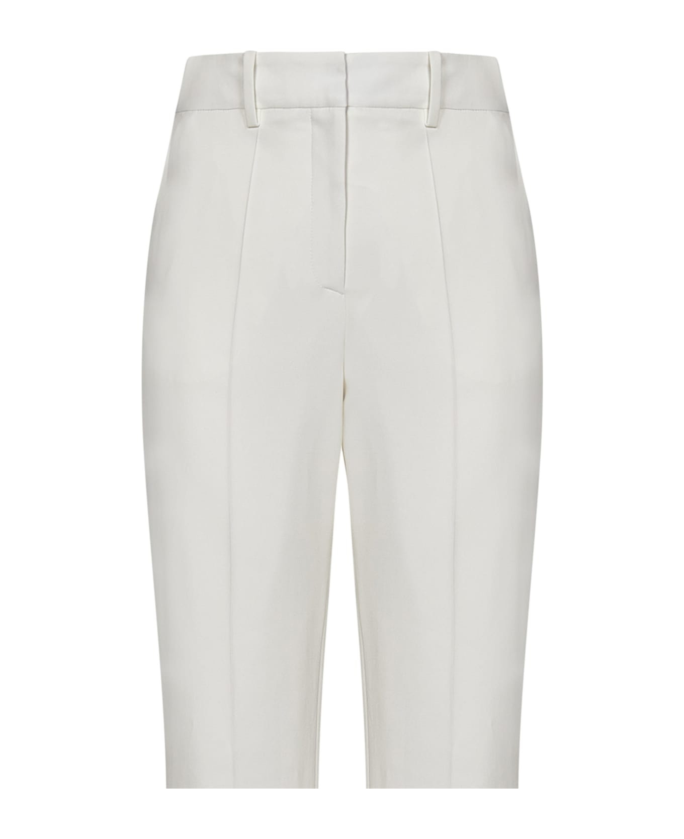 White Viscose Blend Trousers - 3