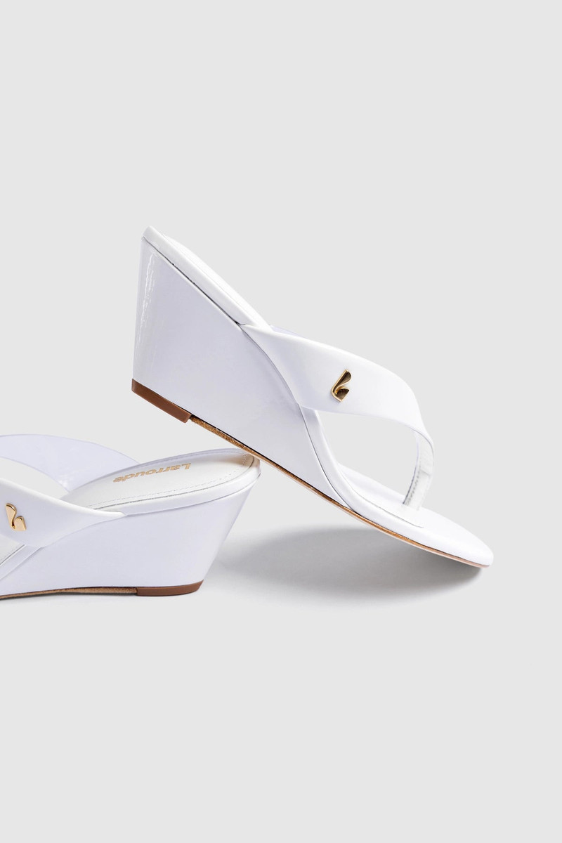 Larroudé Gaia Clear Thong Sandal White Leather outlook