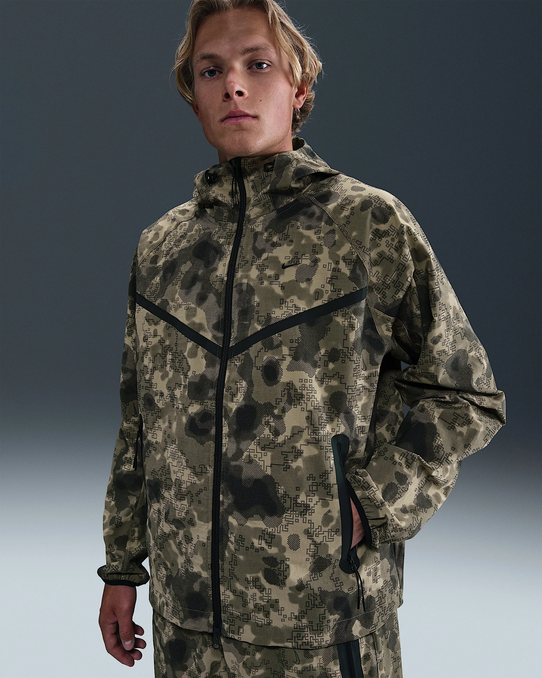 Nike Tech Men's Dri-FIT Woven Camo Windrunner Oversized Jacket - 1