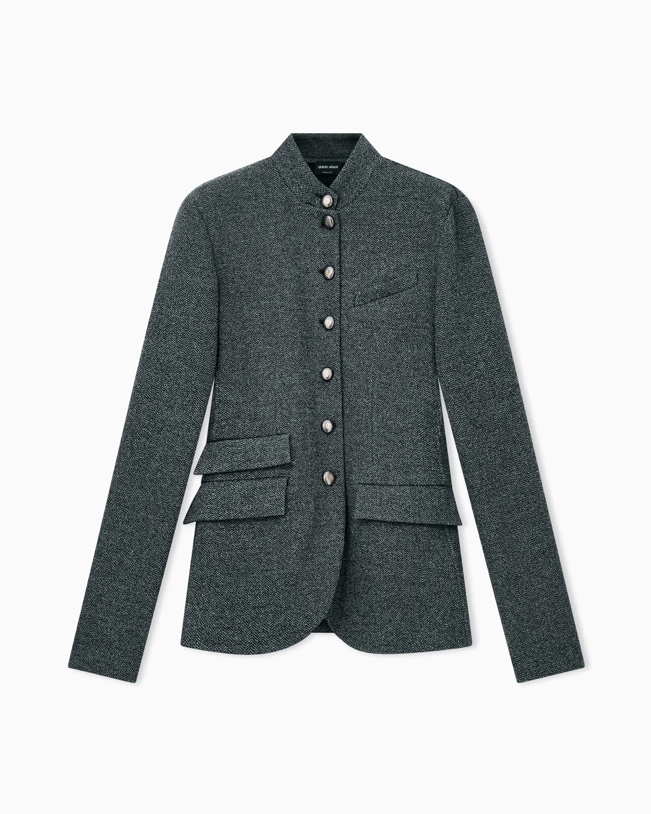 SLIM-FIT BLAZER IN HERRINGBONE EFFECT JERSEY - 1