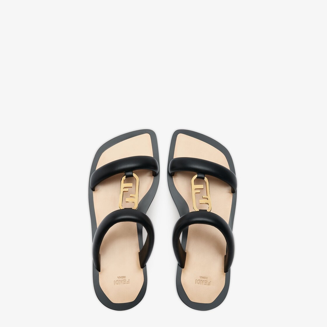 Black leather slides - 4