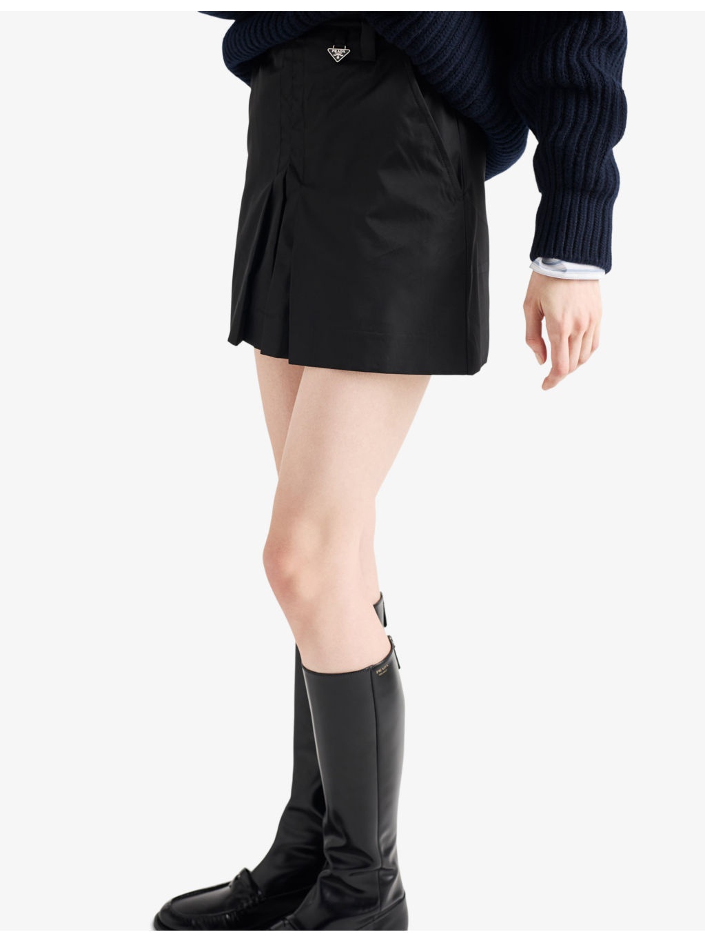 Re-Nylon Pleated Logo-Plaque Woven Mini Skirt - 3