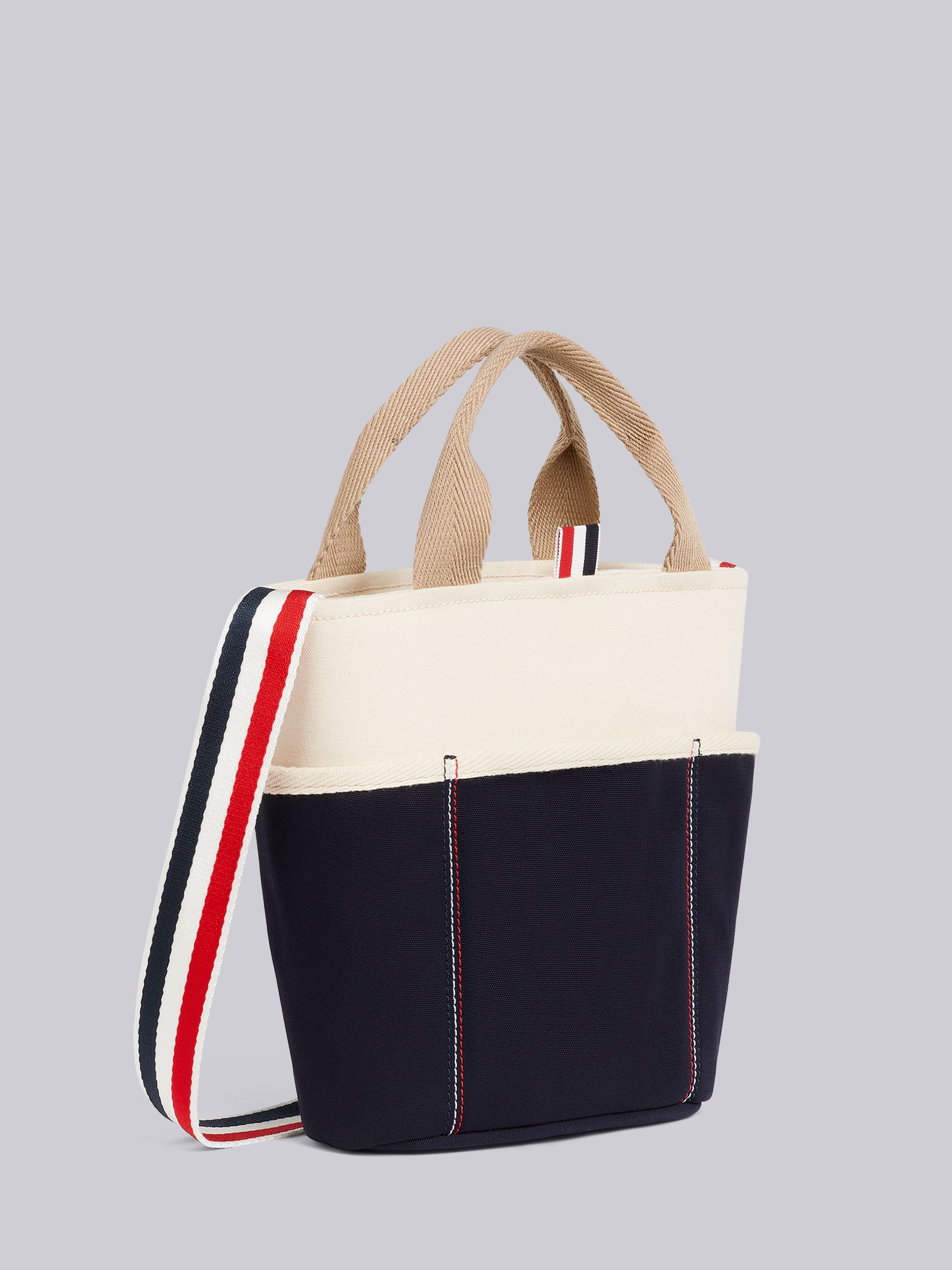 Off White Double Face Cotton Canvas Large Bucket Bag - 3