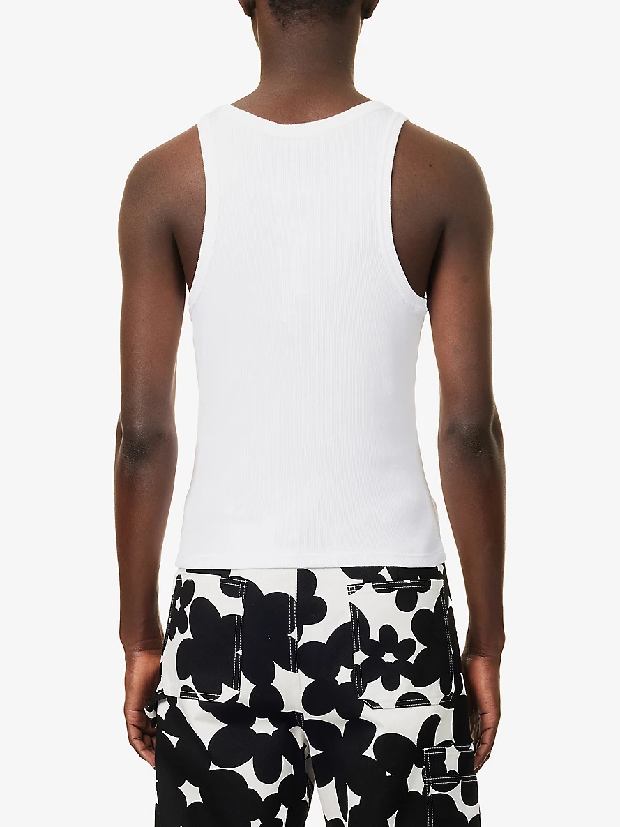 CHARLES JEFFREY LOVERBOY Brand-Embroidered Ribbed Cotton Tank Top ...