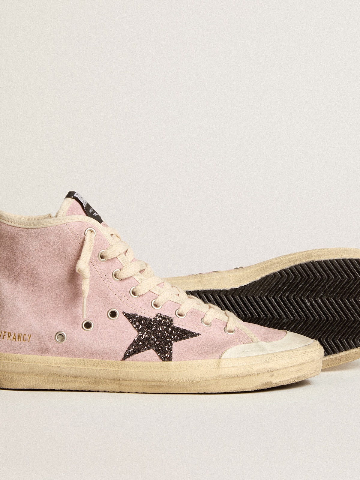 Francy Penstar in pink suede with gray glitter star - 3
