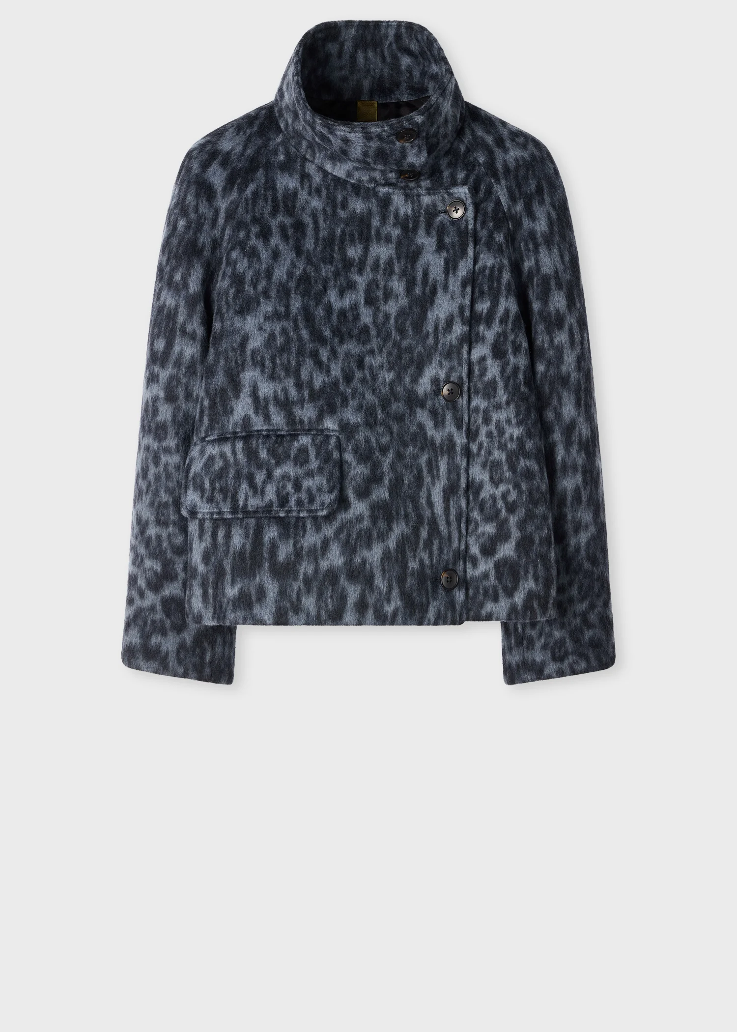 Women's Blue Animal Print Wool-Blend Short Jacket - 1