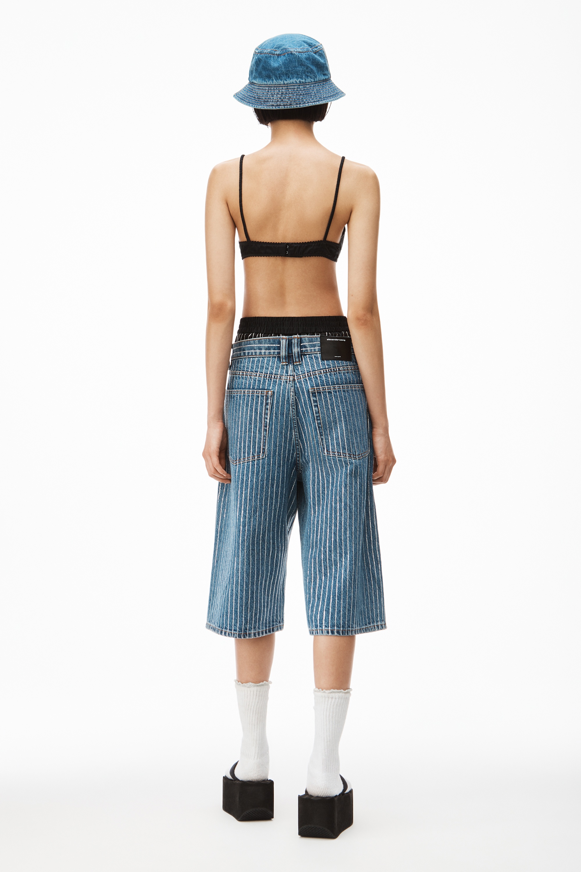 CRYSTAL STRIPE BOARD SHORT IN DENIM - 5