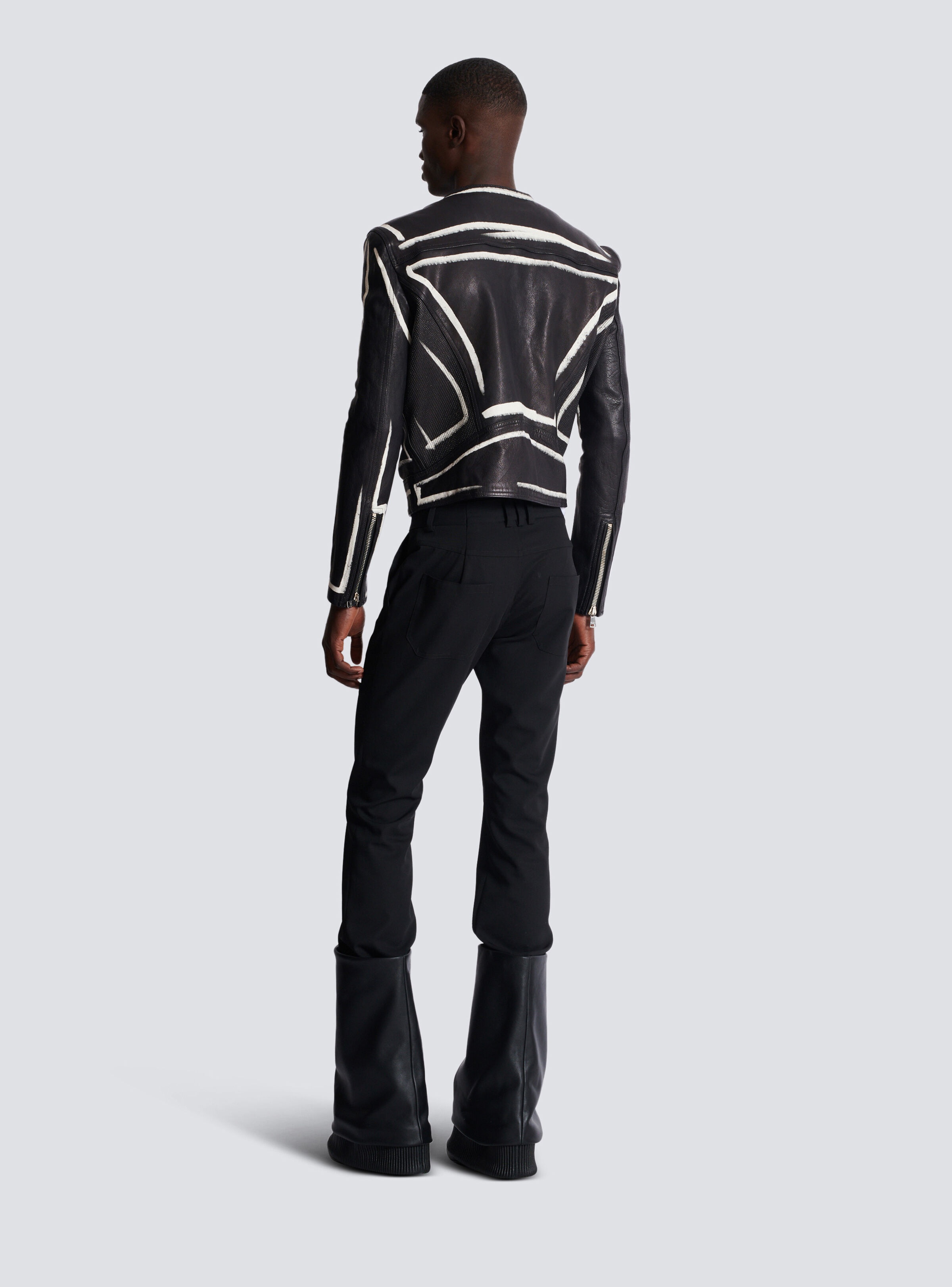 Leather biker jacket with "Love Letter" print - 4