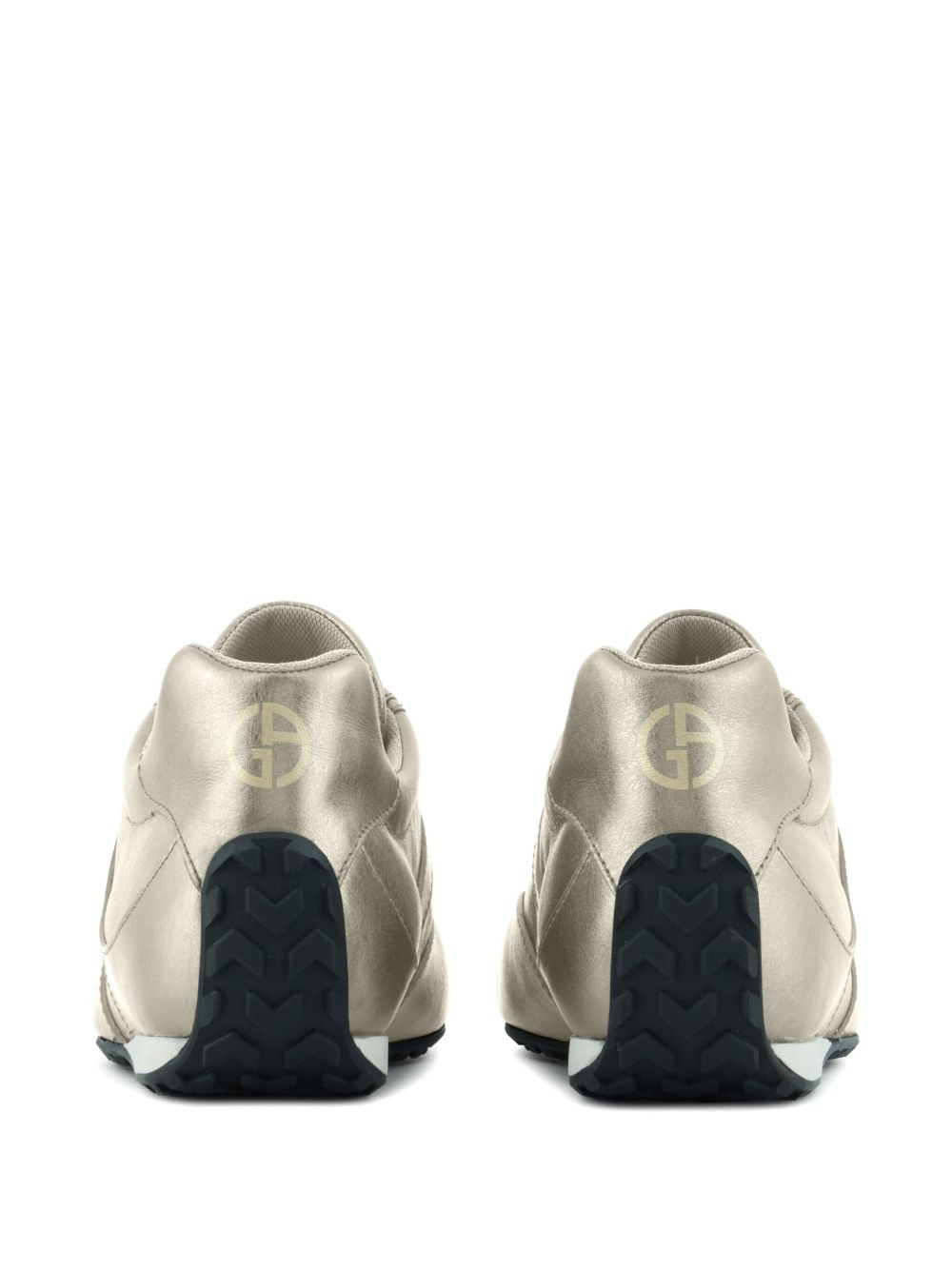 lamé-effect leather sneakers - 3