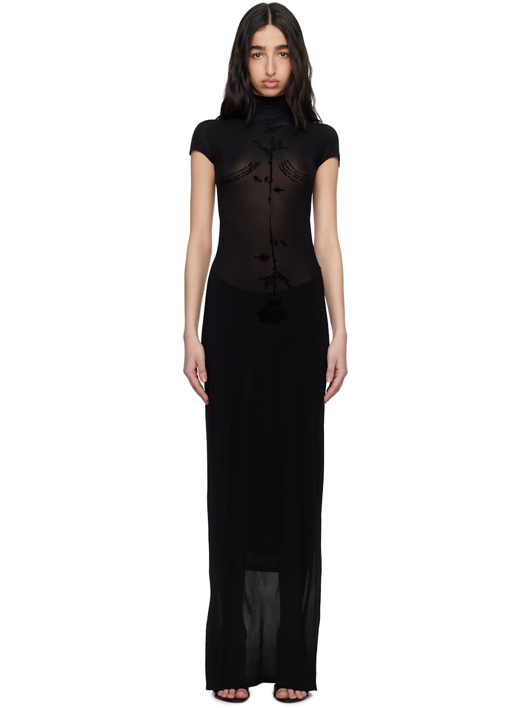 Black Light Viscose Jersey Sleeveless Maxi Dress - 1