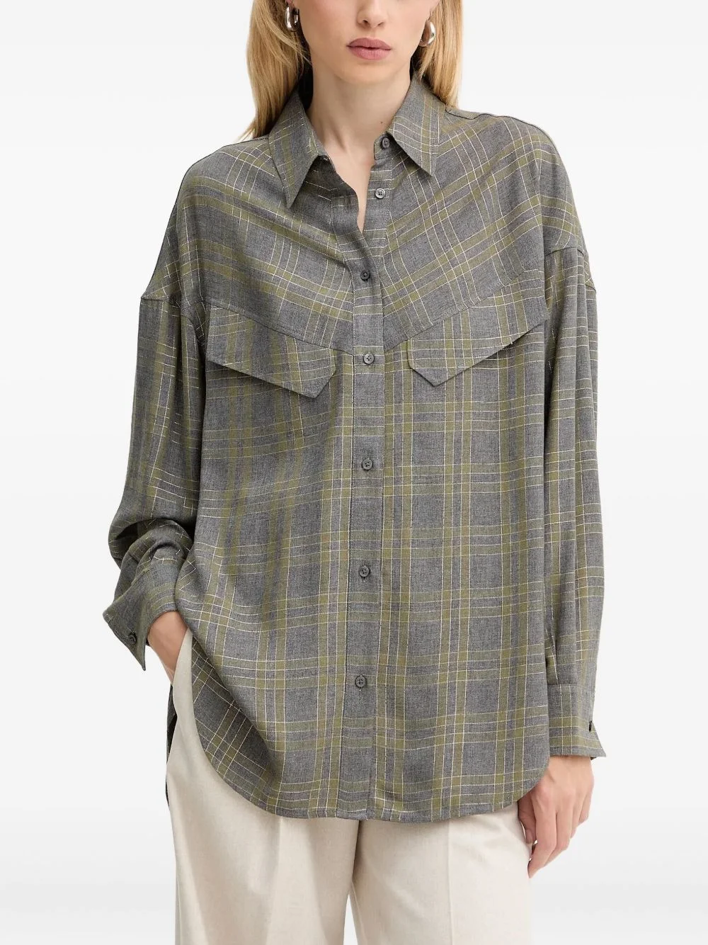 check-pattern shirt - 1