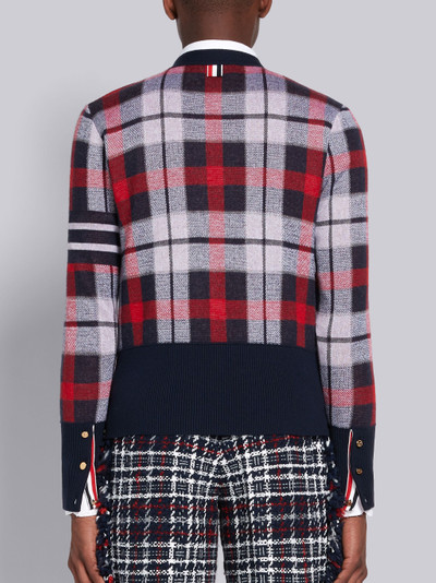 Thom Browne Tricolor Cashmere Tartan Check Jacquard V-neck 4-Bar Cardigan outlook