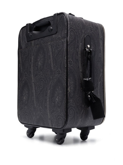 Etro paisley-print four-wheel leather suitcase outlook