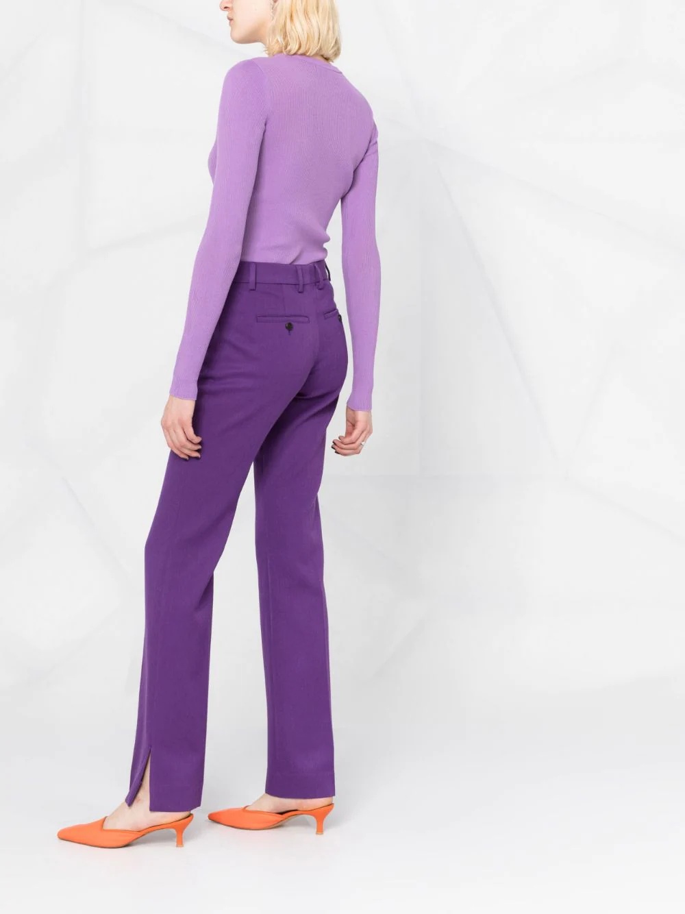 flared twill trousers - 4