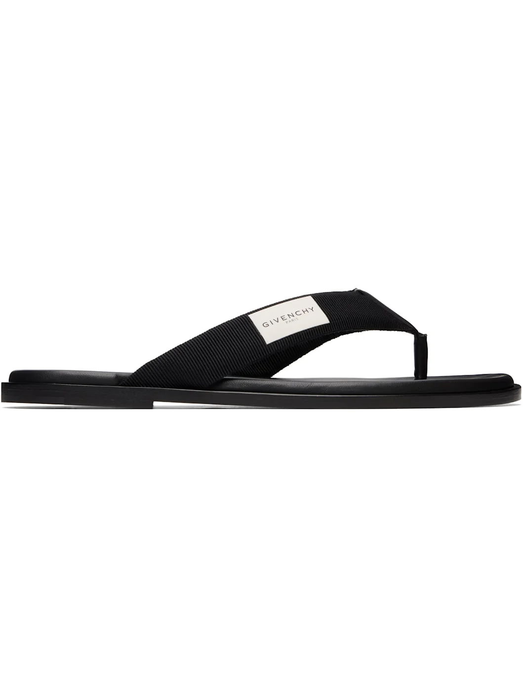 Black 'Givenchy Bay' Grosgrain & Leather Flip-Flops - 1